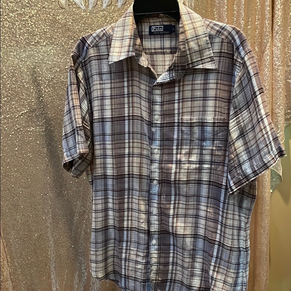Polo by Ralph Lauren Short-Sleeve Plaid Button-Up Shirt - Gray/Brown/White